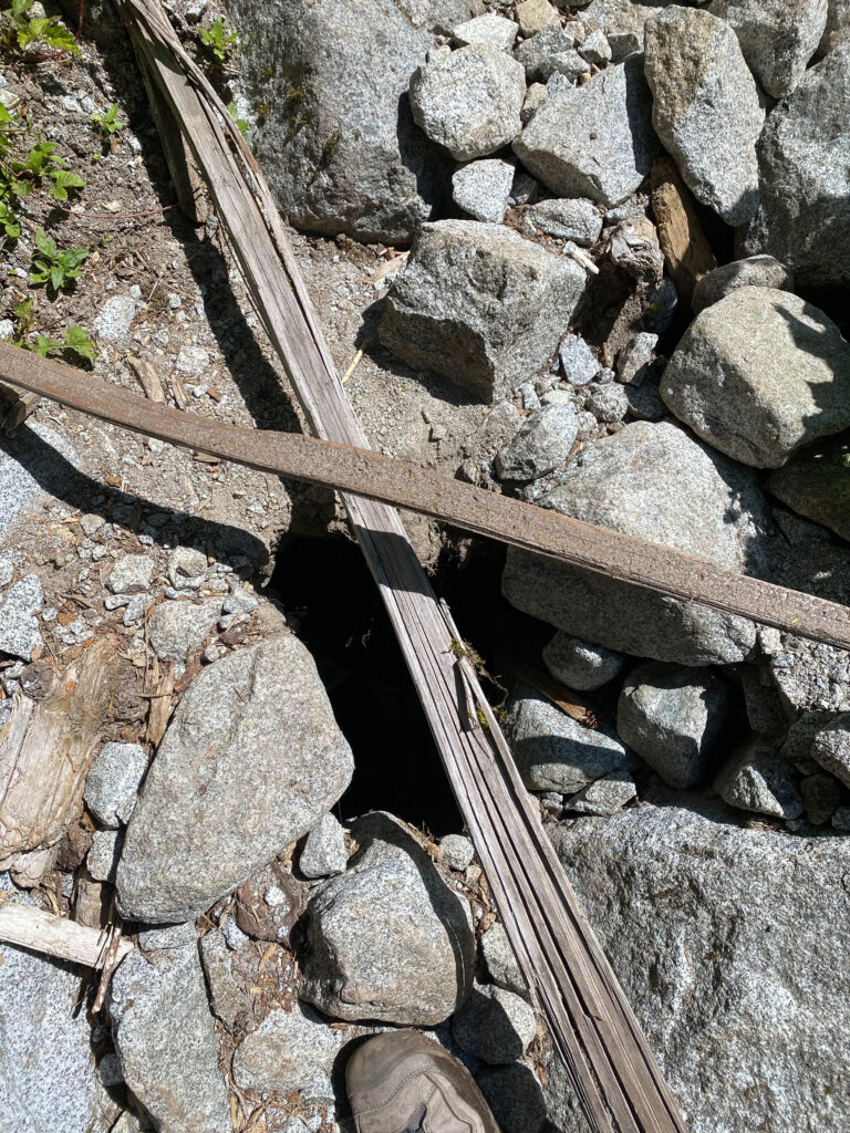 A "mini" trail work win as part of my habit to give back on the trail. This deep hole opened up in the talus slope on our hike and I placed two boards over it to make sure nobody else fell in or rolled an ankle.