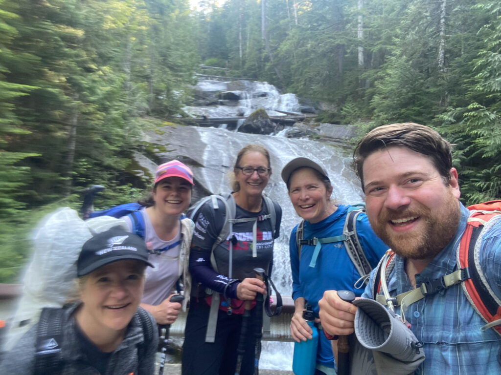 Our "warm-up" to Big Creek Falls at a 2.7 mph pace. Smiling and ready for the elevation gain.