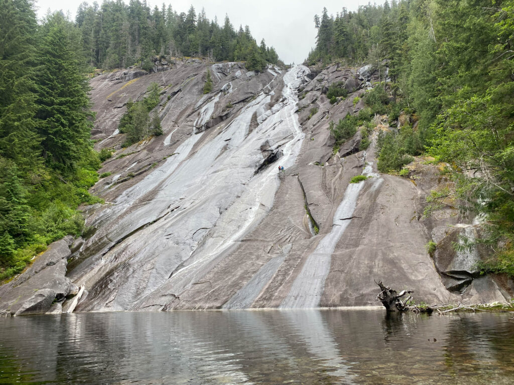 2 climbers scale Otter Falls beside Lipsy Lake. If I decided to climb again, there would definitely be a confidence gap between hiking and rock climbing.