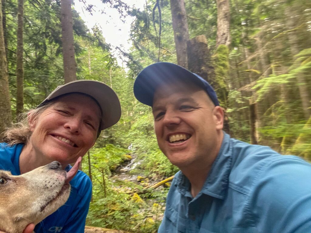 Selfie with one of the falls along the Greg Ball Trail. Nothing better than licks and kisses.