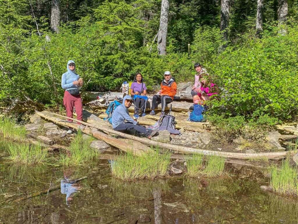 Taking a snack break on the shores of Annette Lake, July 1 2025.