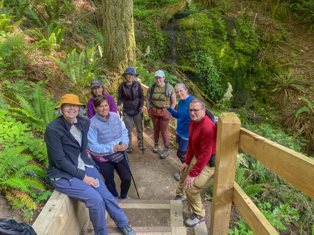 A group of students from CHS-1 at Whittaker Wilderness Peak Loop's Doughty Falls in June.
