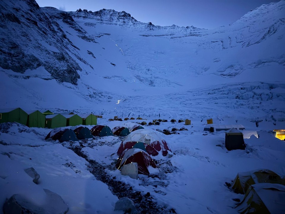 Privilege – how often do you get to see this? View from Camp II up to Camp III at night – by Blake Higgins
