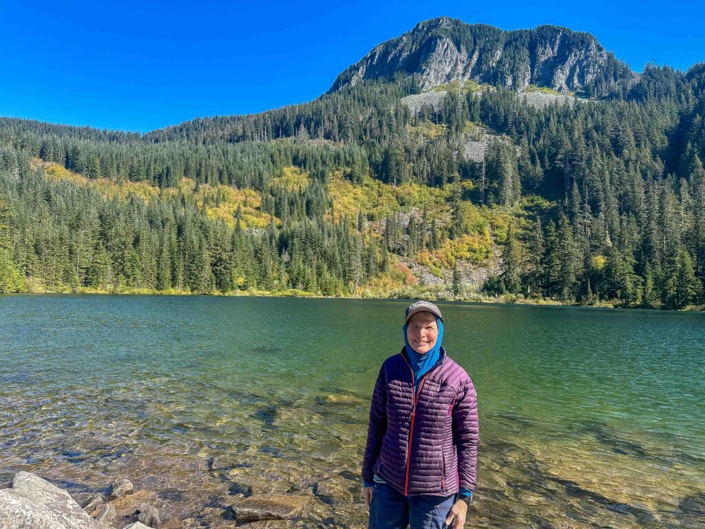 Bundled at Granite Lake. Shortly thereafter, I stripped to my tights and sports bra and joined two others for a swim across most of the lake.