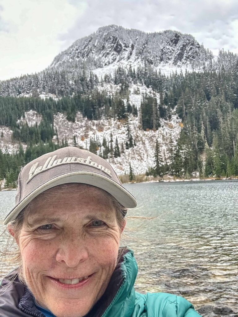 Grinning like a child in a candy store. Three inches of fresh snow on the trail does that to me. Granite Lakes 10/28/25.