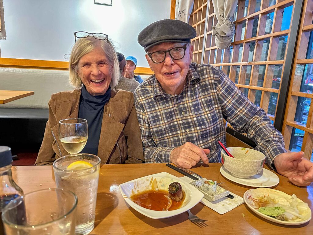 Enjoying a sushi meal with my parents
