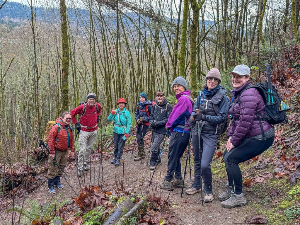 Our group of nine on the way down to the Big Tree Ridge trailhead