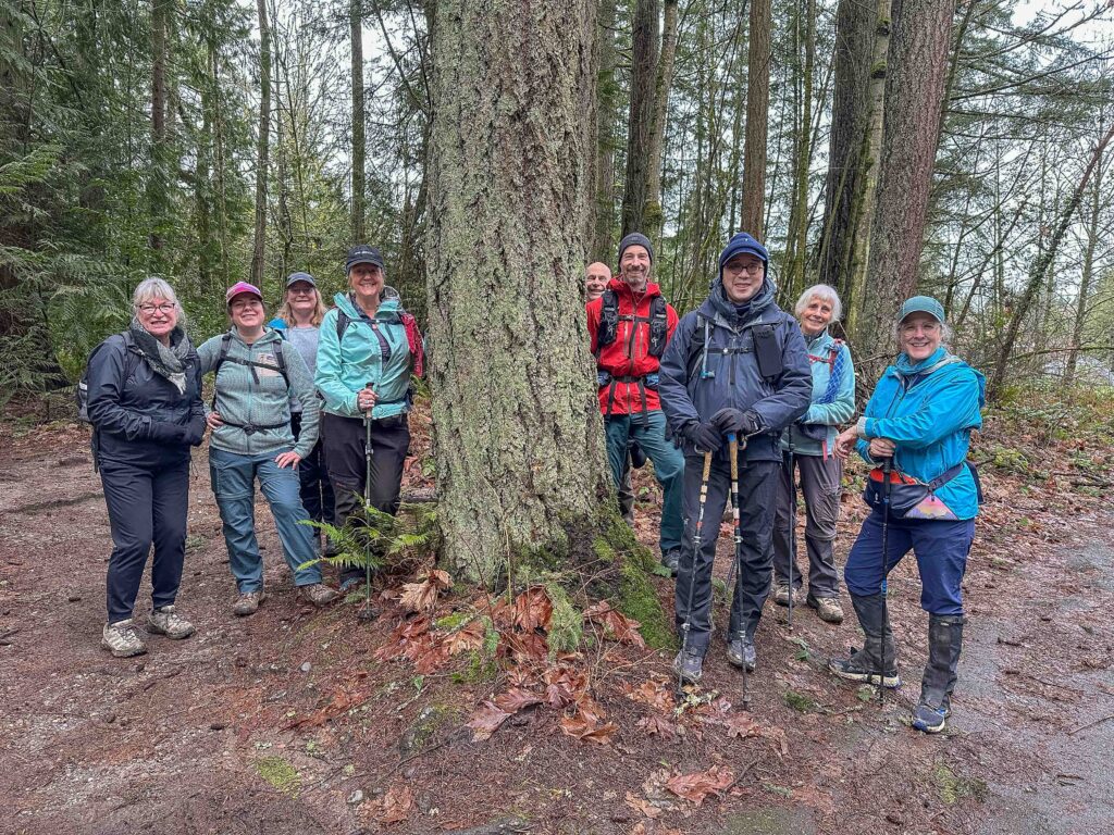 Wonderful group of 10 just happy to be out hiking -- and not a single drop of rain all morning.