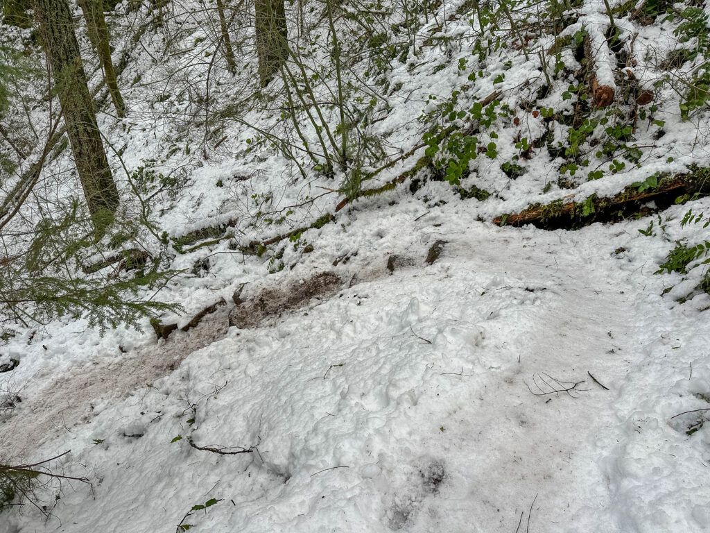 An icy slope in the Boulder Garden on Little Si and Si. If you don't stay vigilant on the slopes of life, you land on your arse.