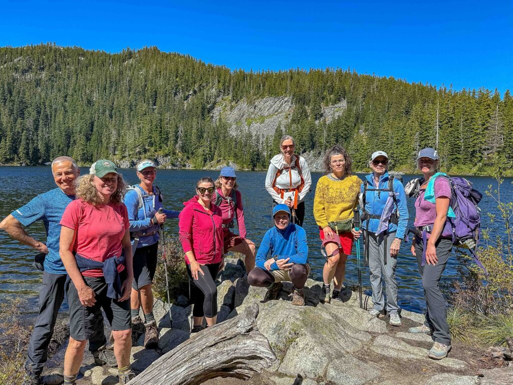 Our group of strong CHS-2 hikers enjoying a short pause at Island Lake.